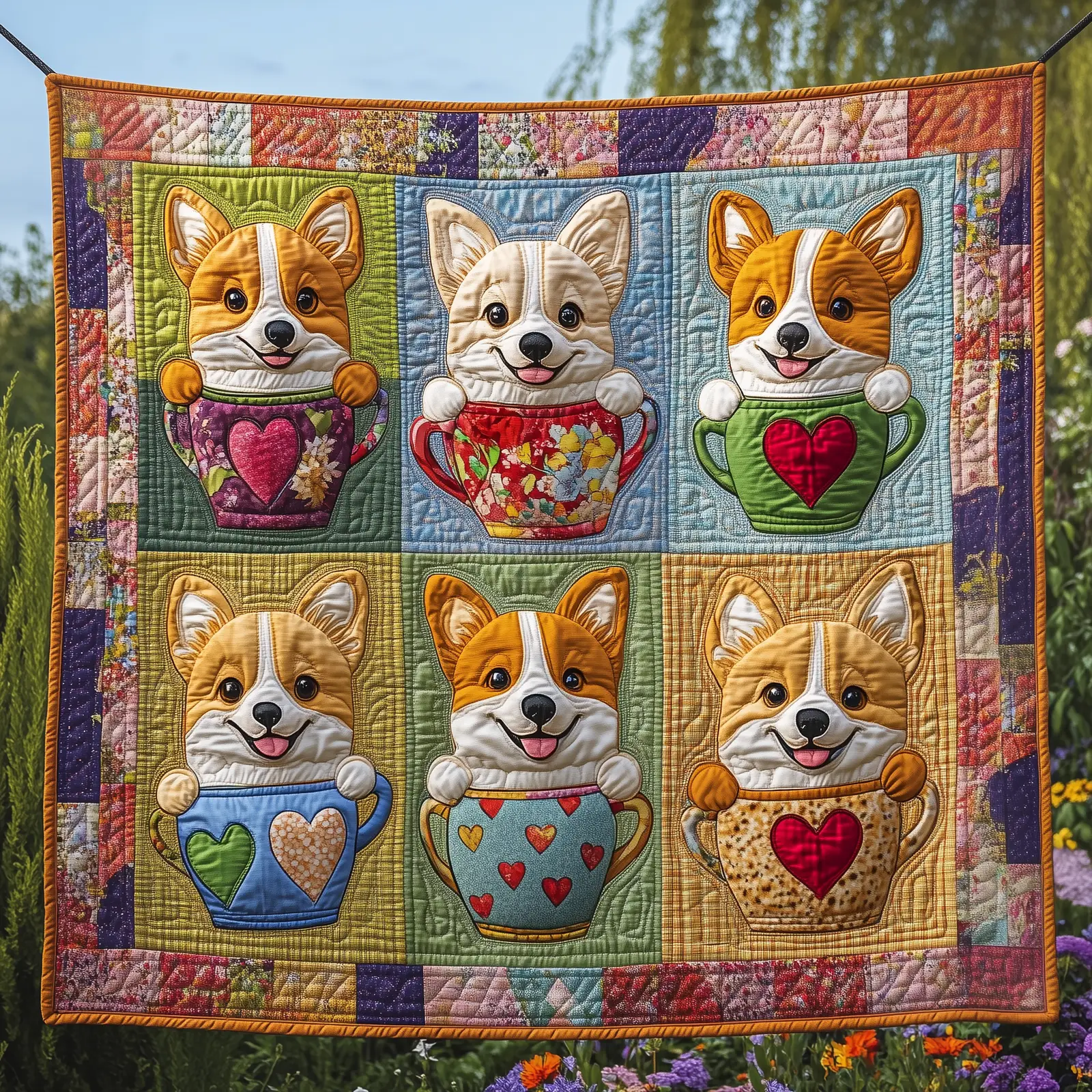 A Cup Of Corgi Stylish Quilted Blanket Warm Soft Puppy And Heart Gifts For Corgi Lovers A Cup Of Corgi Stylish Quilted Blanket Warm Soft Puppy And Heart Gifts For Corgi Lovers - Image 1