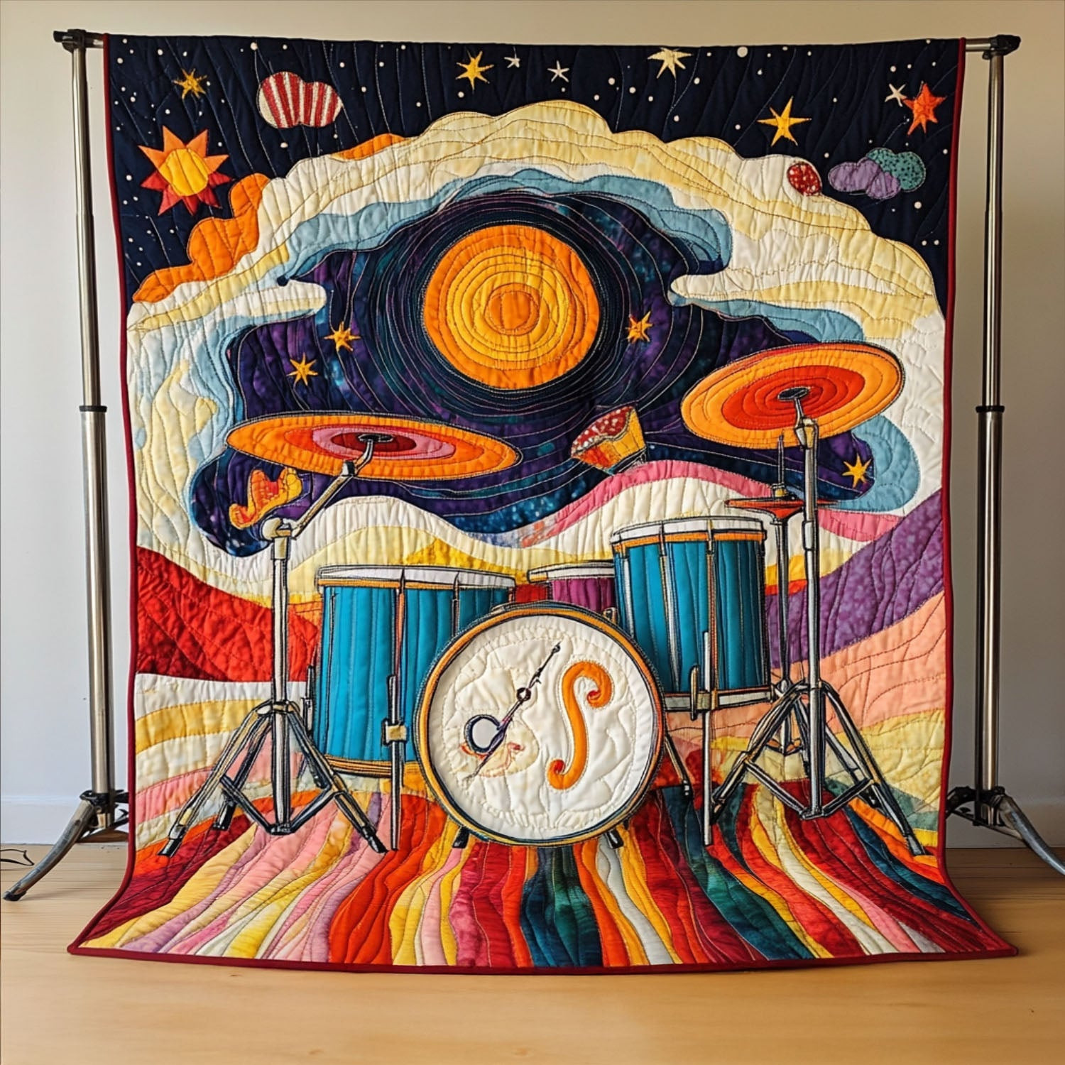 Abstract Rhythm Quilted Blanket Sofa Couch Throw Blanket Best Christmas Gifts For Drummers