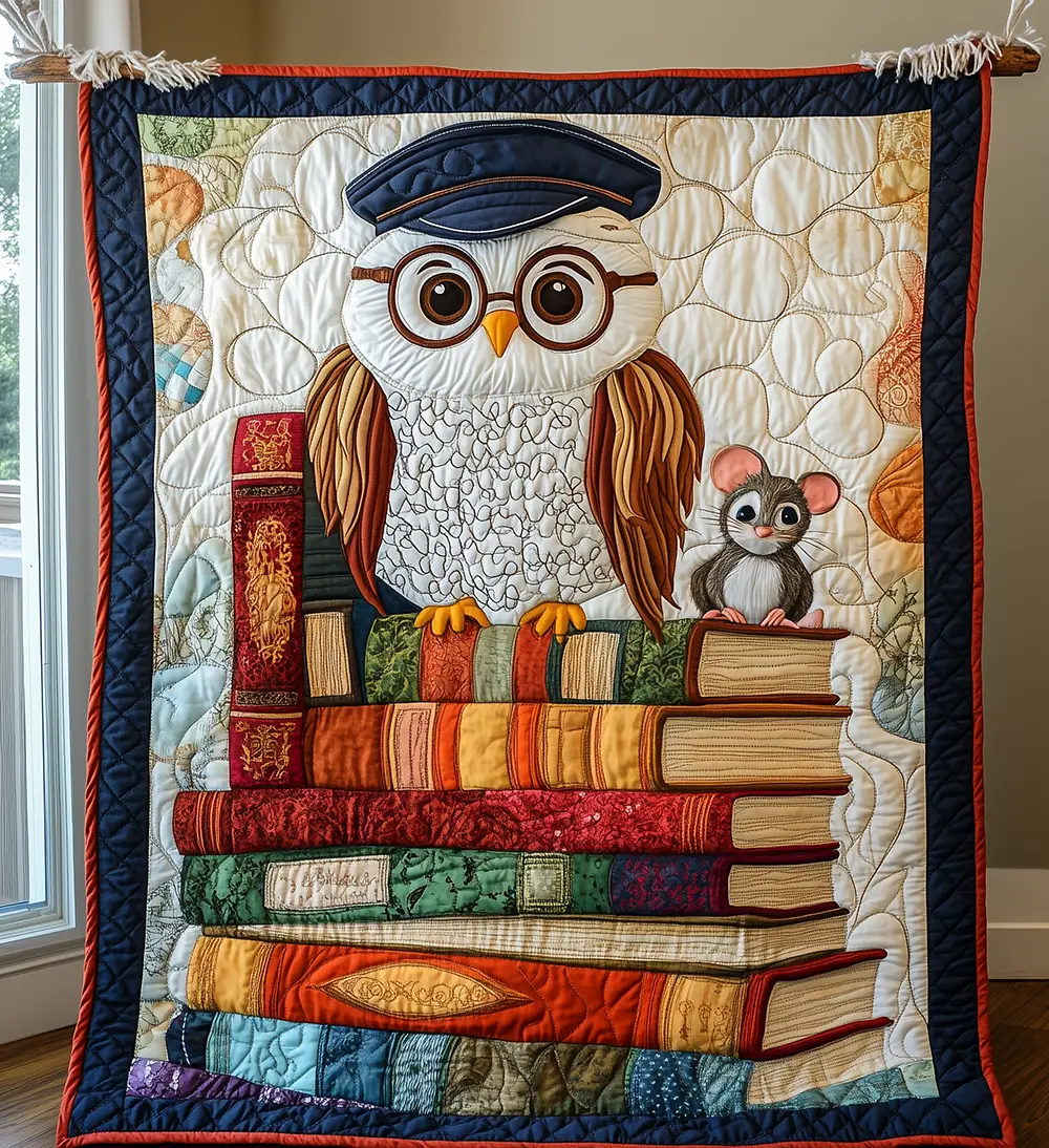 Academy Owl Cute Motif Quilted Blanket Teacher Retirement Professor Gifts For Owl Lovers