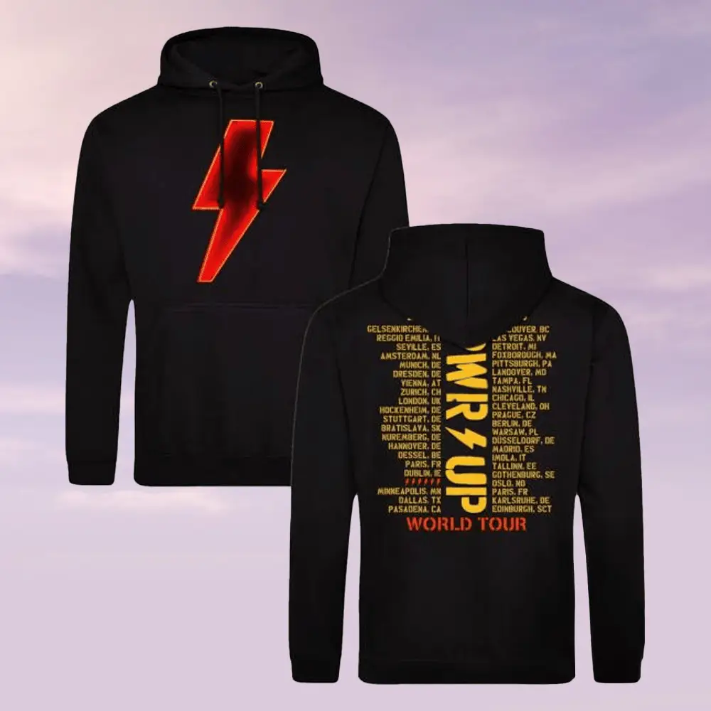 ACDC Merch Neon Bolt Pwr Up World Tour Hoodie Concert Lover Gift For Friends