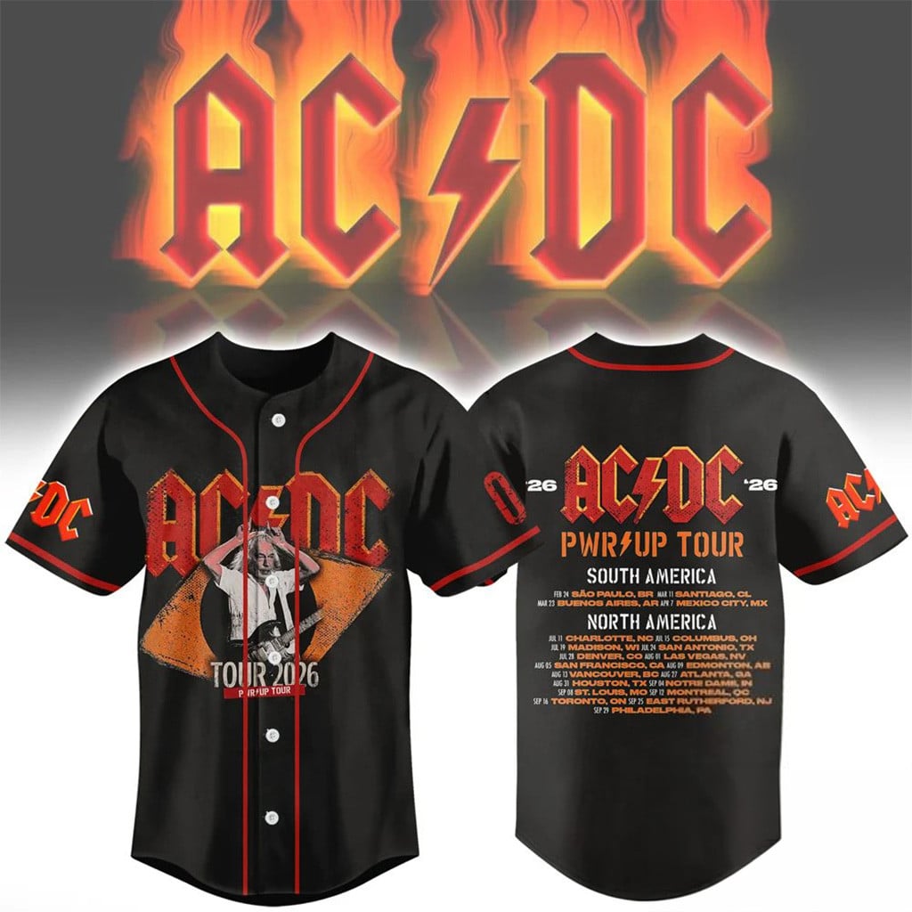 ACDC PWR UP Tour 2026 Baseball Jersey ACDC Merch Rock Fan Gifts For Friends