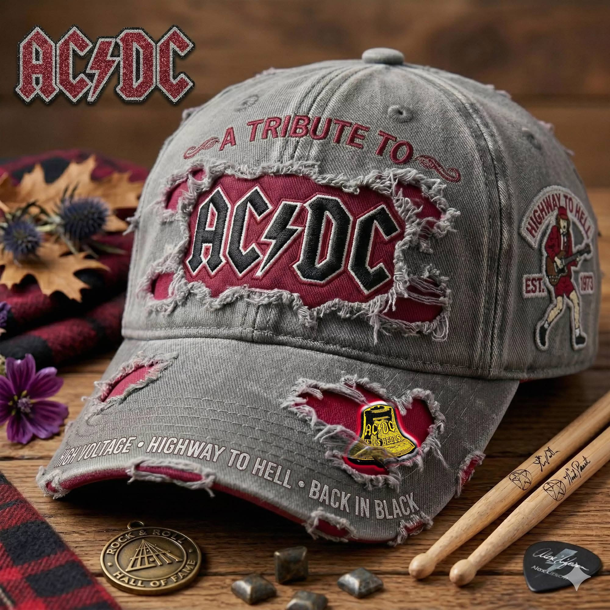 ACDC Tribute To Heavy Highway To Hell Hat ACDC Merch Gift For Husband