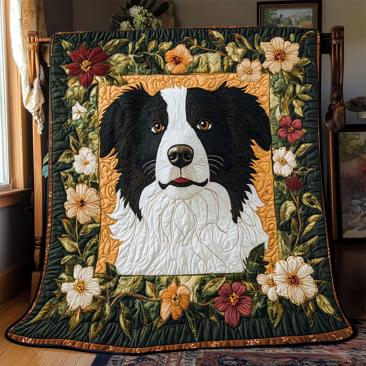 Adorable Border Collie Quilt Blankets Mother'S Day Gift For Daughter From Mom