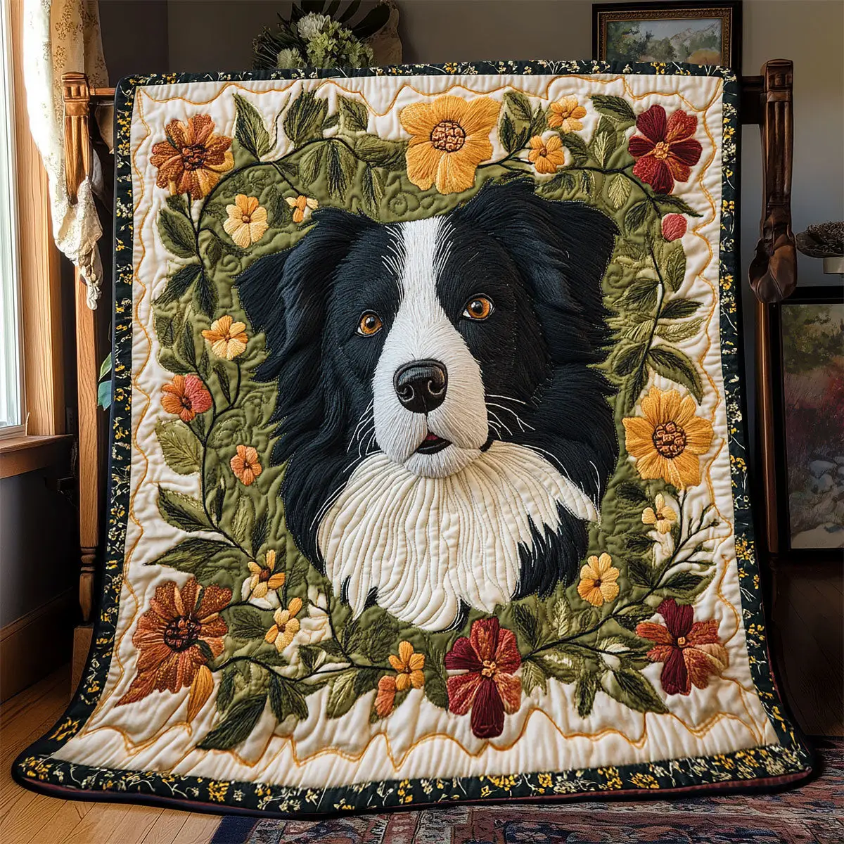 Adorable Border Collie Quilt Blankets Special Mother's Day Gifts For Mom