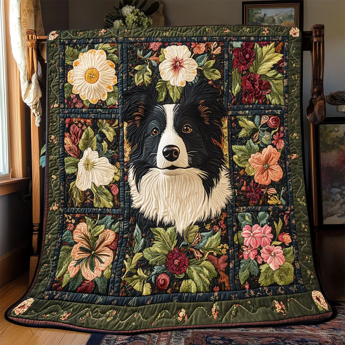Adorable Border Collie Quilted Throw Blankets Mothers Day And Fathers Day Gifts