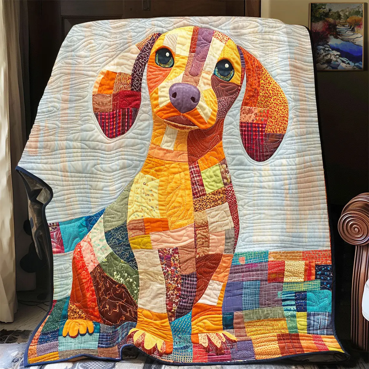 Adorable Dachshund Quilt Blanket For Couch Unique Father'sDay Gifts Adorable Dachshund Quilt Blanket For Couch Unique Father'sDay Gifts - Image 1