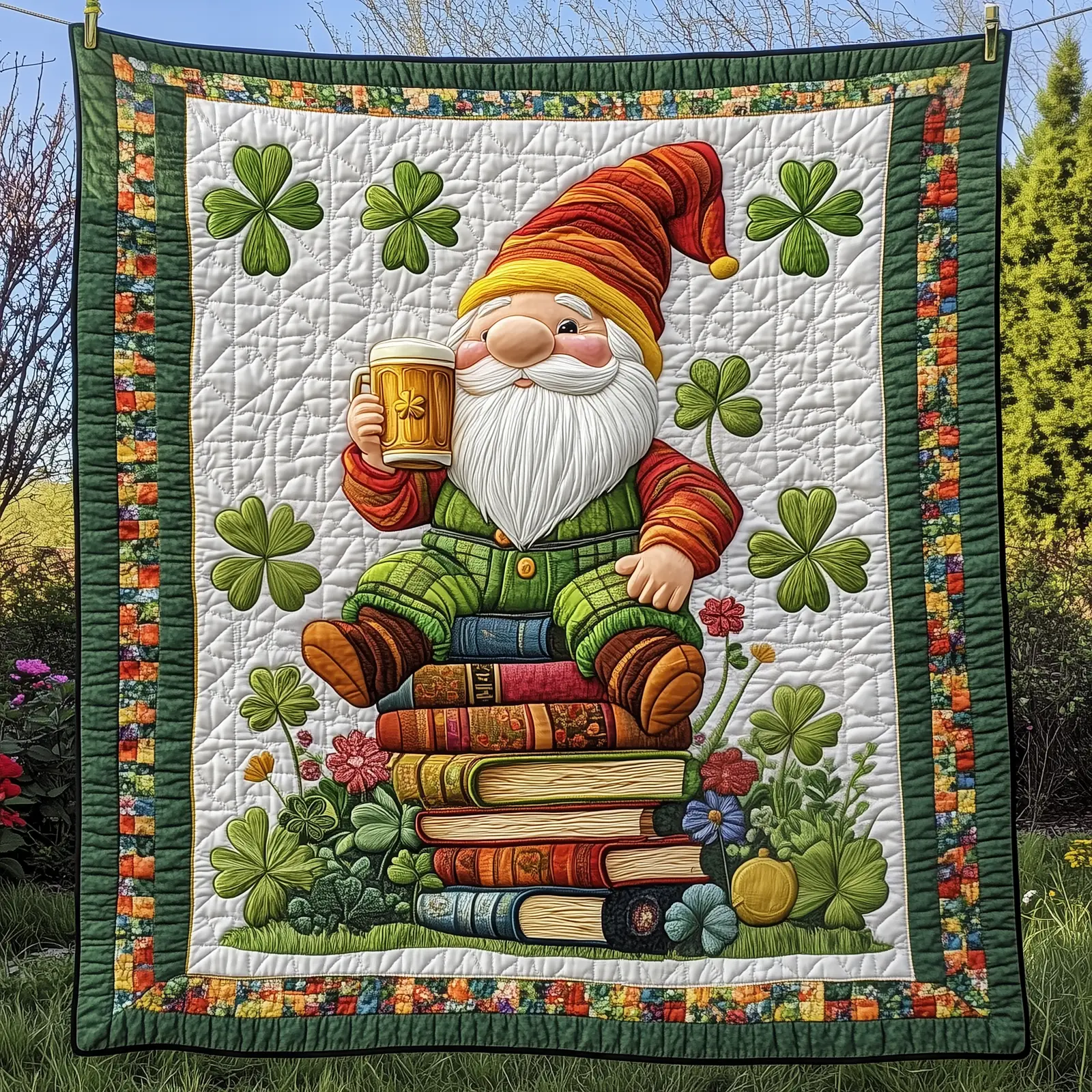 Adorable Irish Gnome Festive Theme Quilted Blanket St Patrick Day Holiday Christmas Gift Ideas Adorable Irish Gnome Festive Theme Quilted Blanket St Patrick Day Holiday Christmas Gift Ideas - Image 1