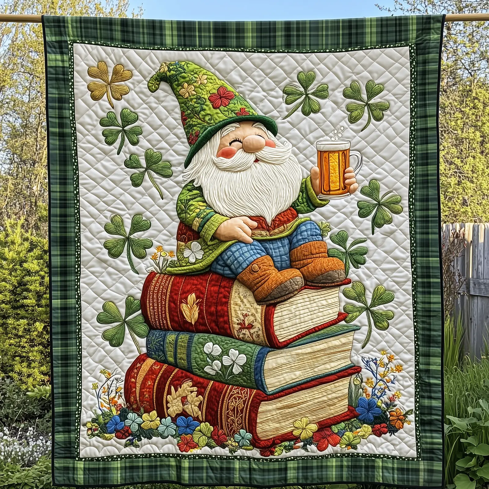 Adorable Irish Gnome Holiday Quilted Blanket St Patricks Day Gnome Christmas Gifts Adorable Irish Gnome Holiday Quilted Blanket St Patricks Day Gnome Christmas Gifts - Image 1