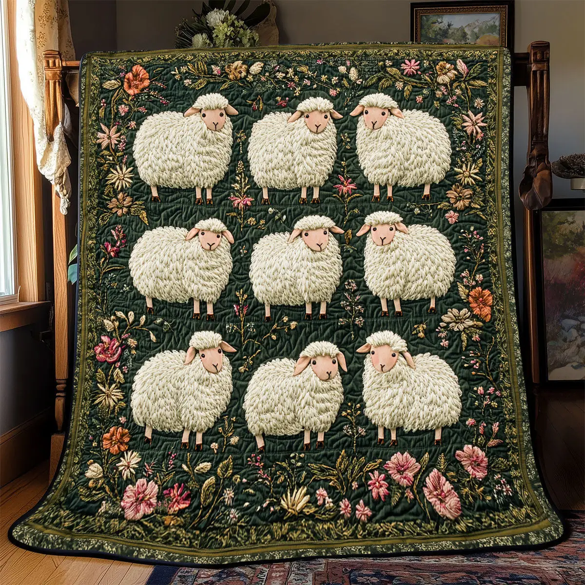 Adorable Lamb Quilt Blankets Mother's Day Presents For Grandma