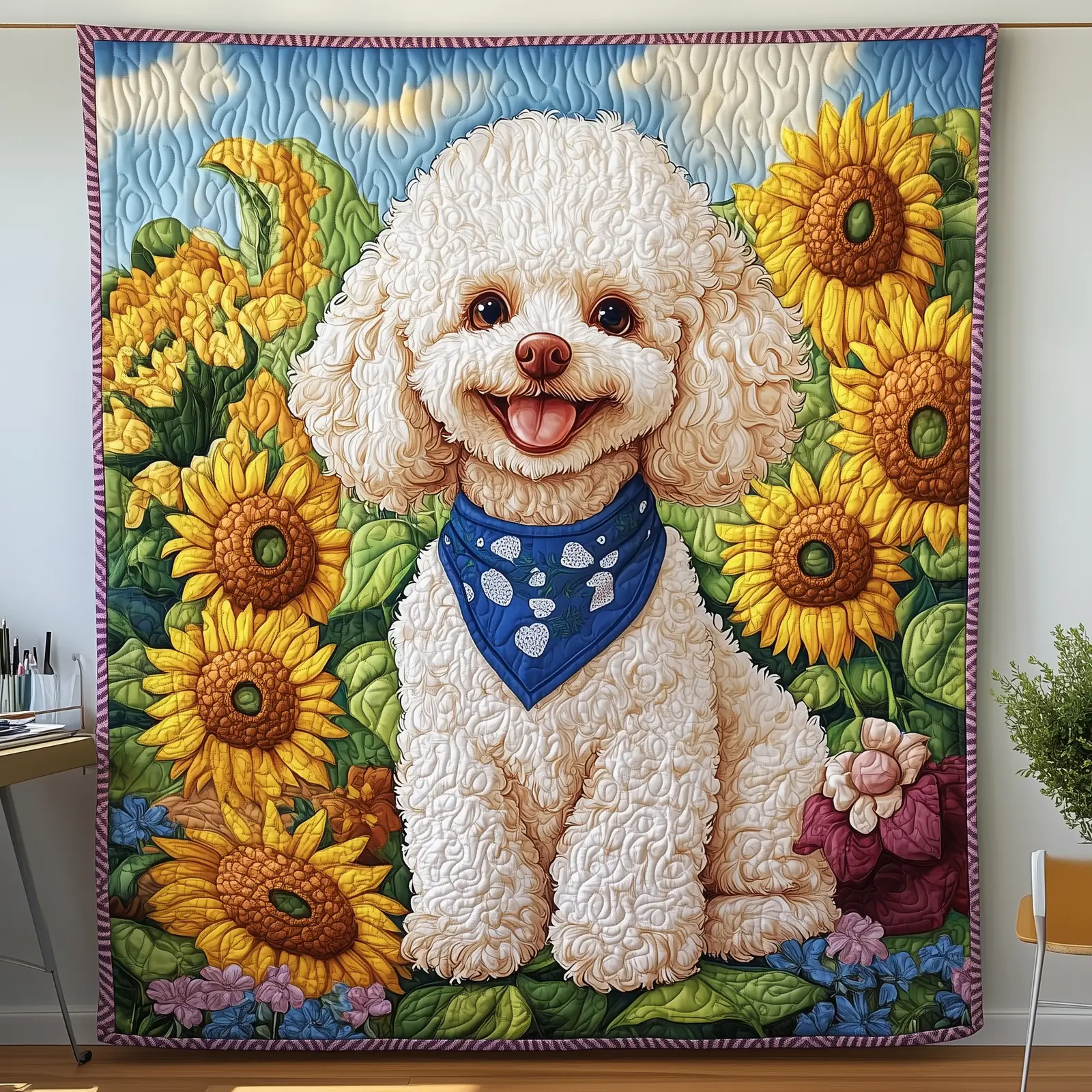 Adorable Poodle Dog Standard Quilted Blanket Christmas Poodle Gifts For Ladies