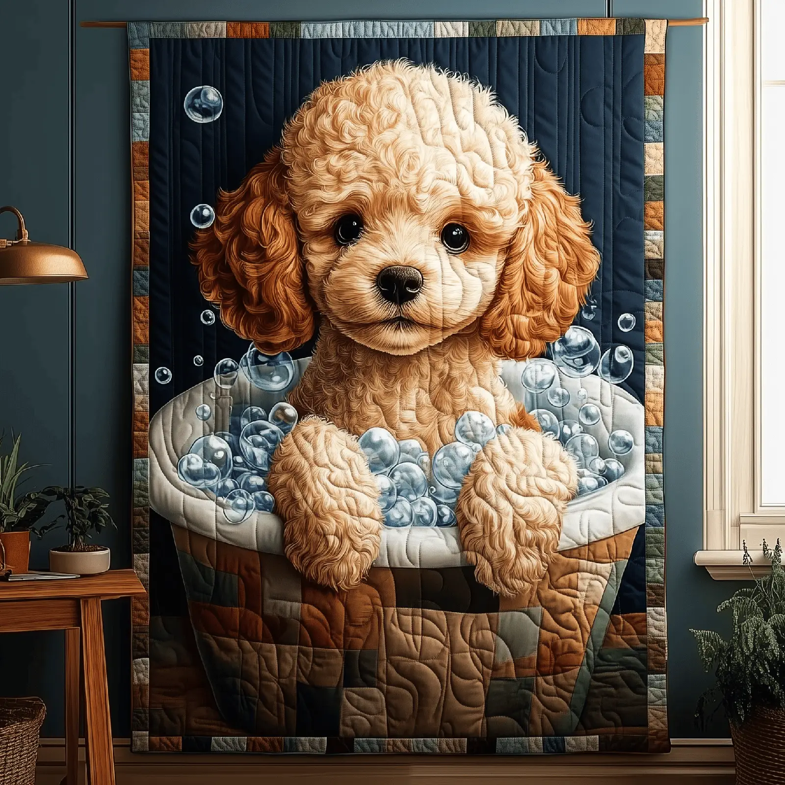 Adorable Poodle Dog Toy Size Quilted Blanket Xmas Presents For Poodle Lovers Adorable Poodle Dog Toy Size Quilted Blanket Xmas Presents For Poodle Lovers - Image 1