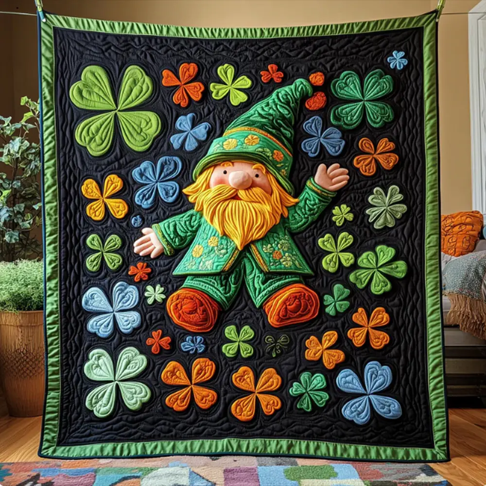 Adorable Shamrock Charming Saint Patrick's Day Quilt Blanket Best Gift For Irish