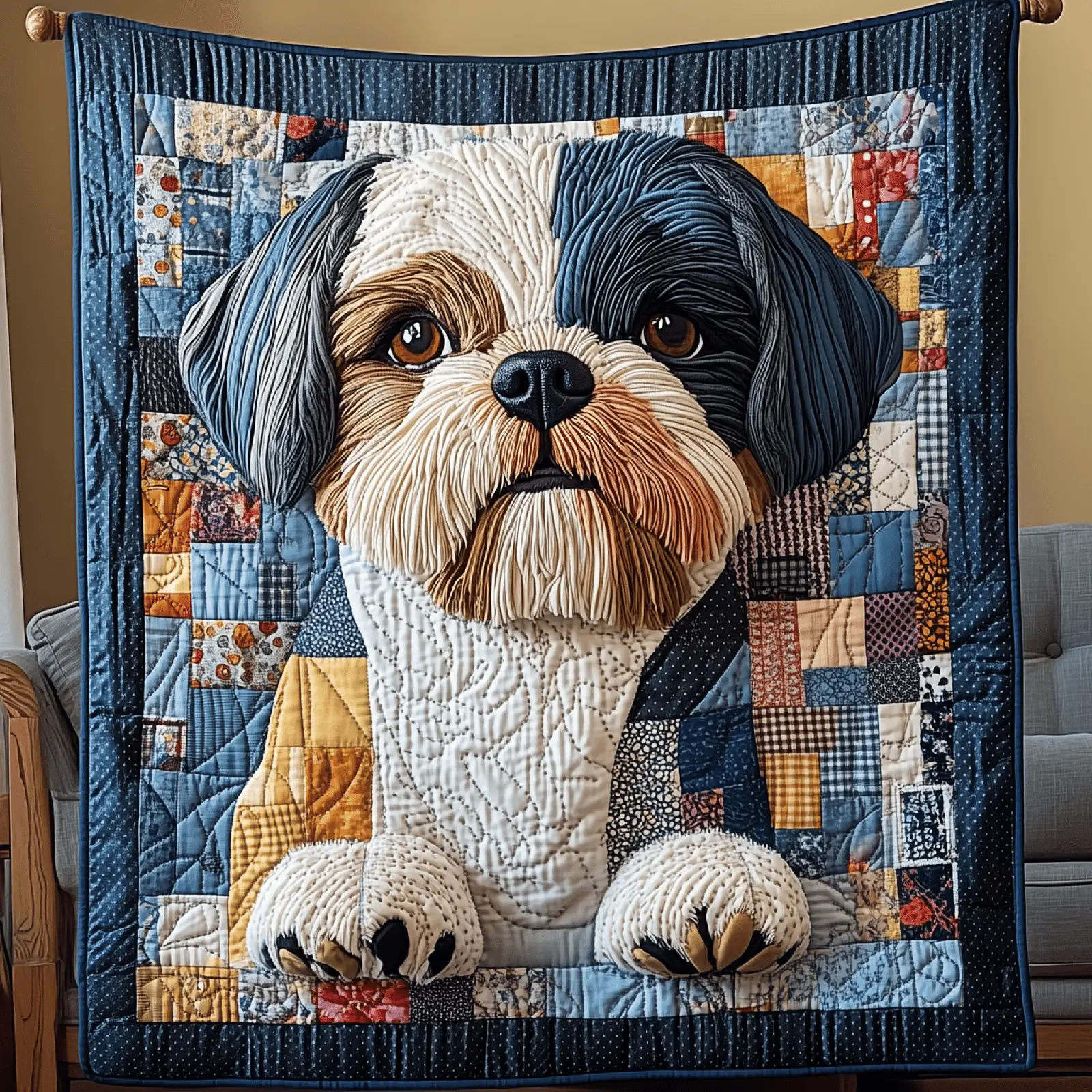 Adorable Shih Tzu Dog White Quilted Blanket Christmas Shih Tzu Owner Gifts For Him