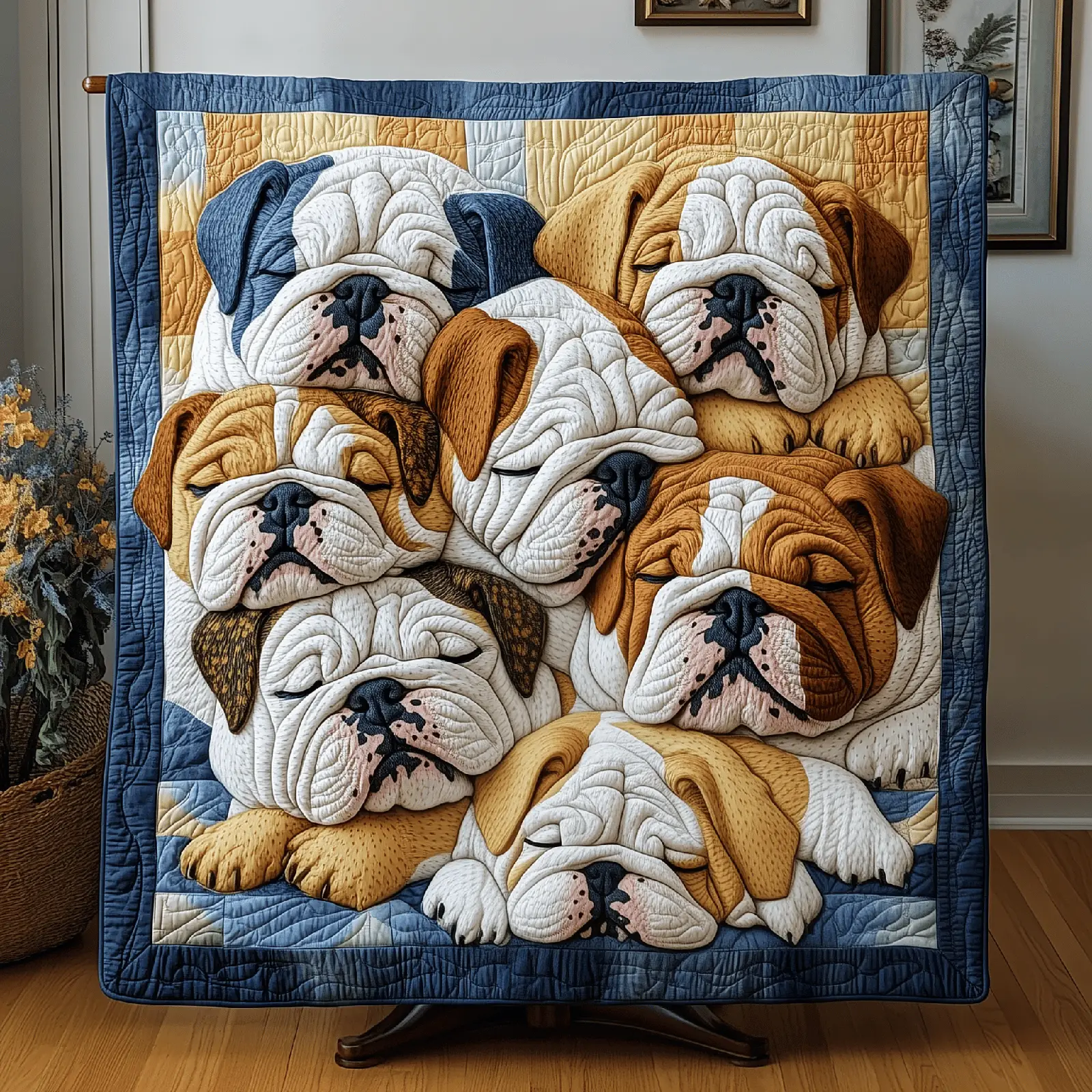 Adorable Sleepy Bulldogs Classic Quilted Blanket Best French Bulldog Gifts Adorable Sleepy Bulldogs Classic Quilted Blanket Best French Bulldog Gifts - Image 1