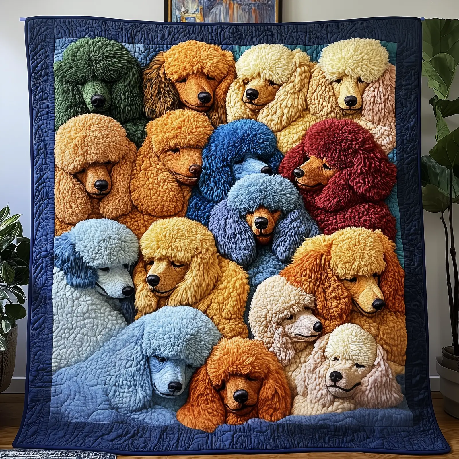 Adorable Sleepy Poodles Motif Quilted Blanket Christmas Gifts With Poodles On Them Adorable Sleepy Poodles Motif Quilted Blanket Christmas Gifts With Poodles On Them - Image 1