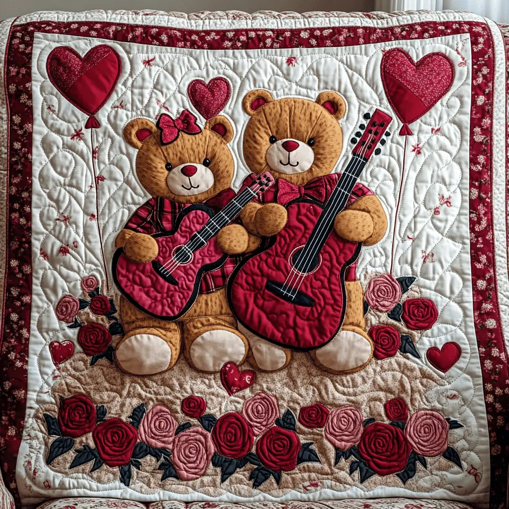 Adorable Teddy Quilted Blanket Lovely Home Decor Gifts For Bear Lovers