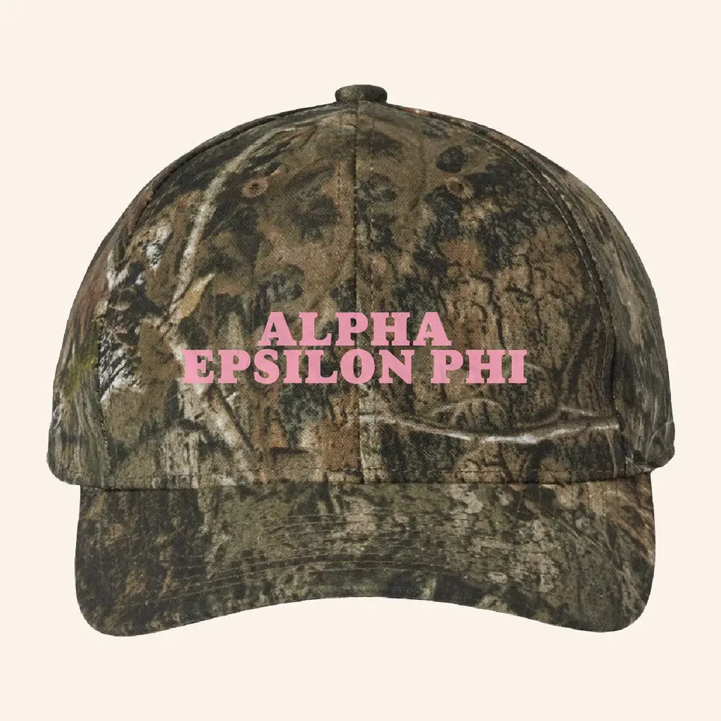 ADPI Merch Alpha Epsilon Phi Pink Embroidered Camo Hat Gifts For Wife -WearandDecor