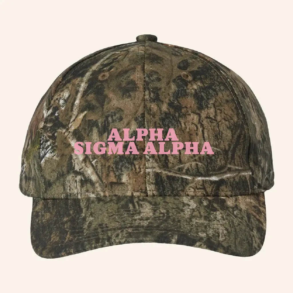 ADPI Merch Alpha Sigma Alpha Pink Embroidered Camo Hat Best Gifts For Mom -WearandDecor