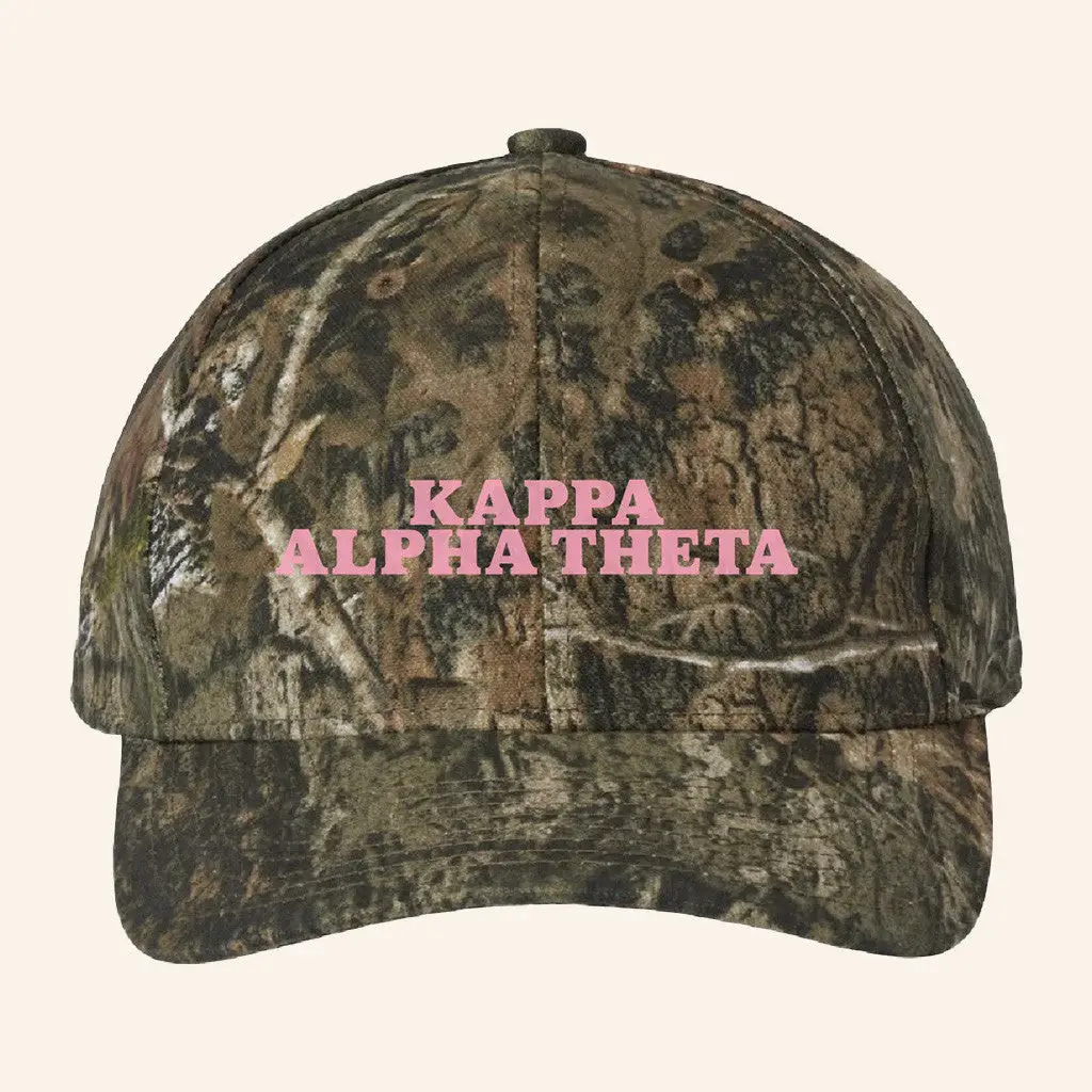 ADPI Merch Kappa Alpha Theta Pink Embroidered Camo Hat Birthday Gift Ideas For Mom -WearandDecor
