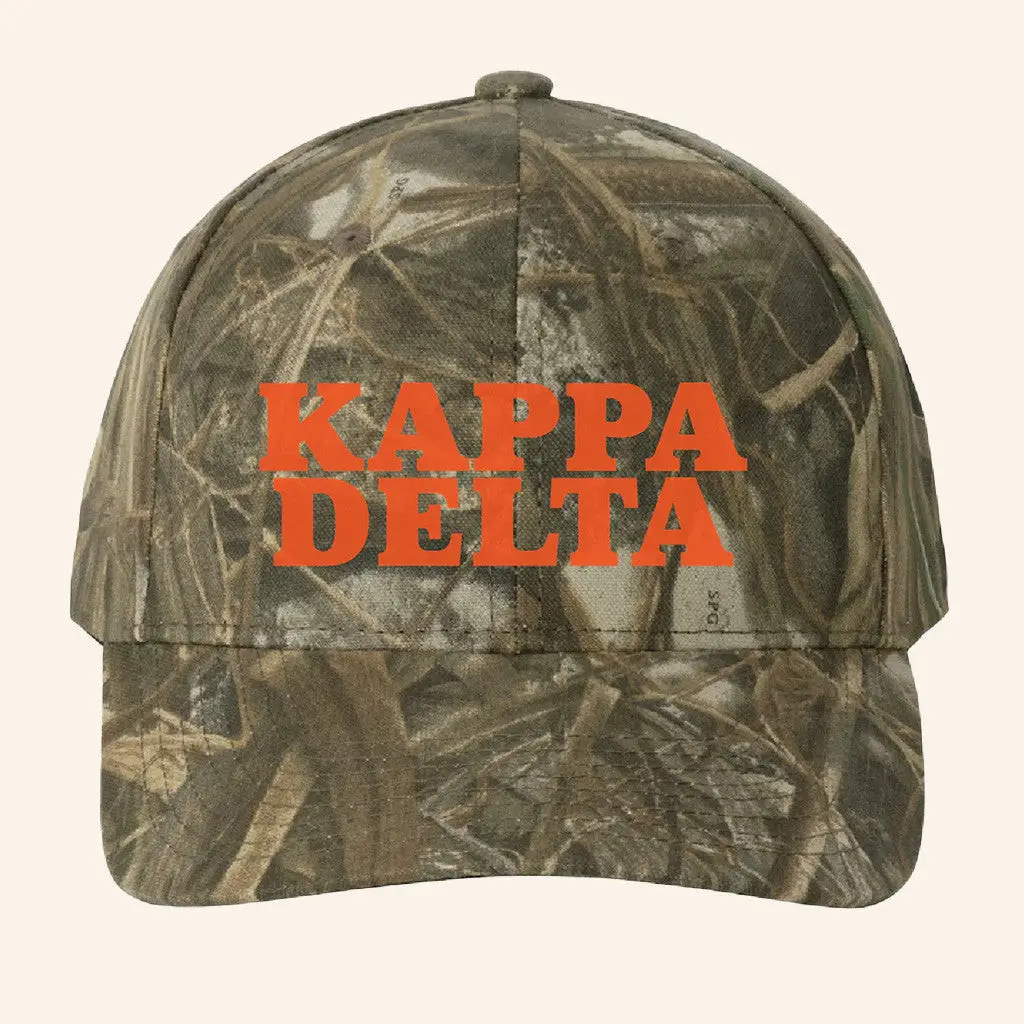 ADPI Merch Kappa Delta Orange Embroidered Camo Hat Birthday Gifts For Boyfriend -WearandDecor