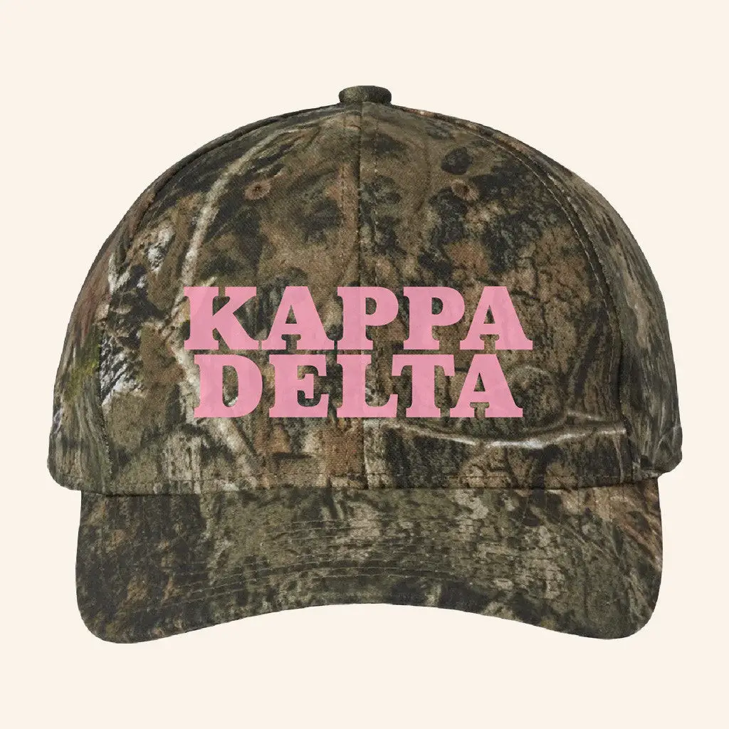 ADPI Merch Kappa Delta Pink Embroidered Camo Hat Unique Gifts For Mom -WearandDecor