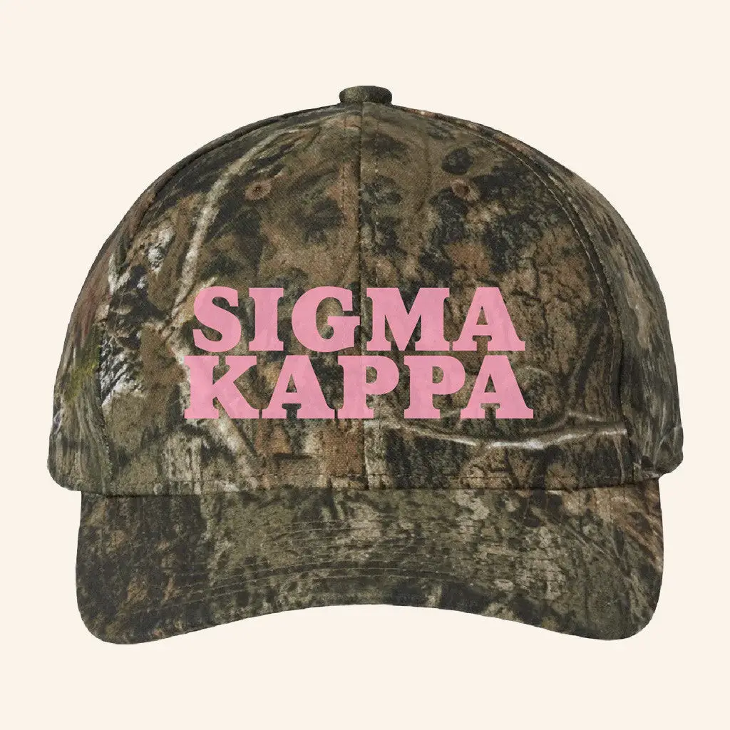 ADPI Merch Sigma Kappa Pink Embroidered Camo Hat Best Gifts For Sister -WearandDecor ADPI Merch Sigma Kappa Pink Embroidered Camo Hat Best Gifts For Sister -WearandDecor - Image 1