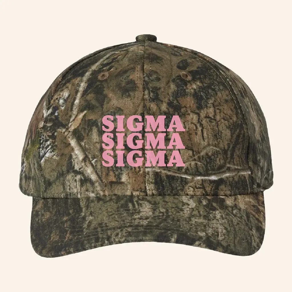 ADPI Merch Sigma Sigma Sigma Pink Embroidered Camo Hat Best Gifts For Sister -WearandDecor