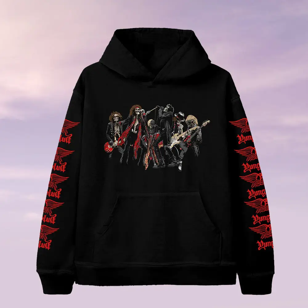 Aerosmith Merch One More Time Skeleton Hoodie Music Lover Gifts For Rock Fans