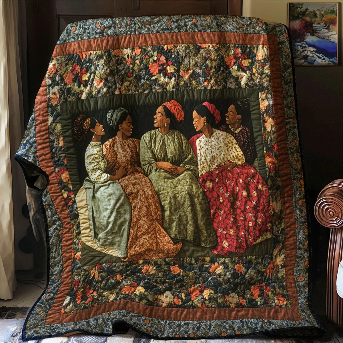 Africa Ancestral Gathering Quilt Blanket Special Throw Blanket Presents For Native American