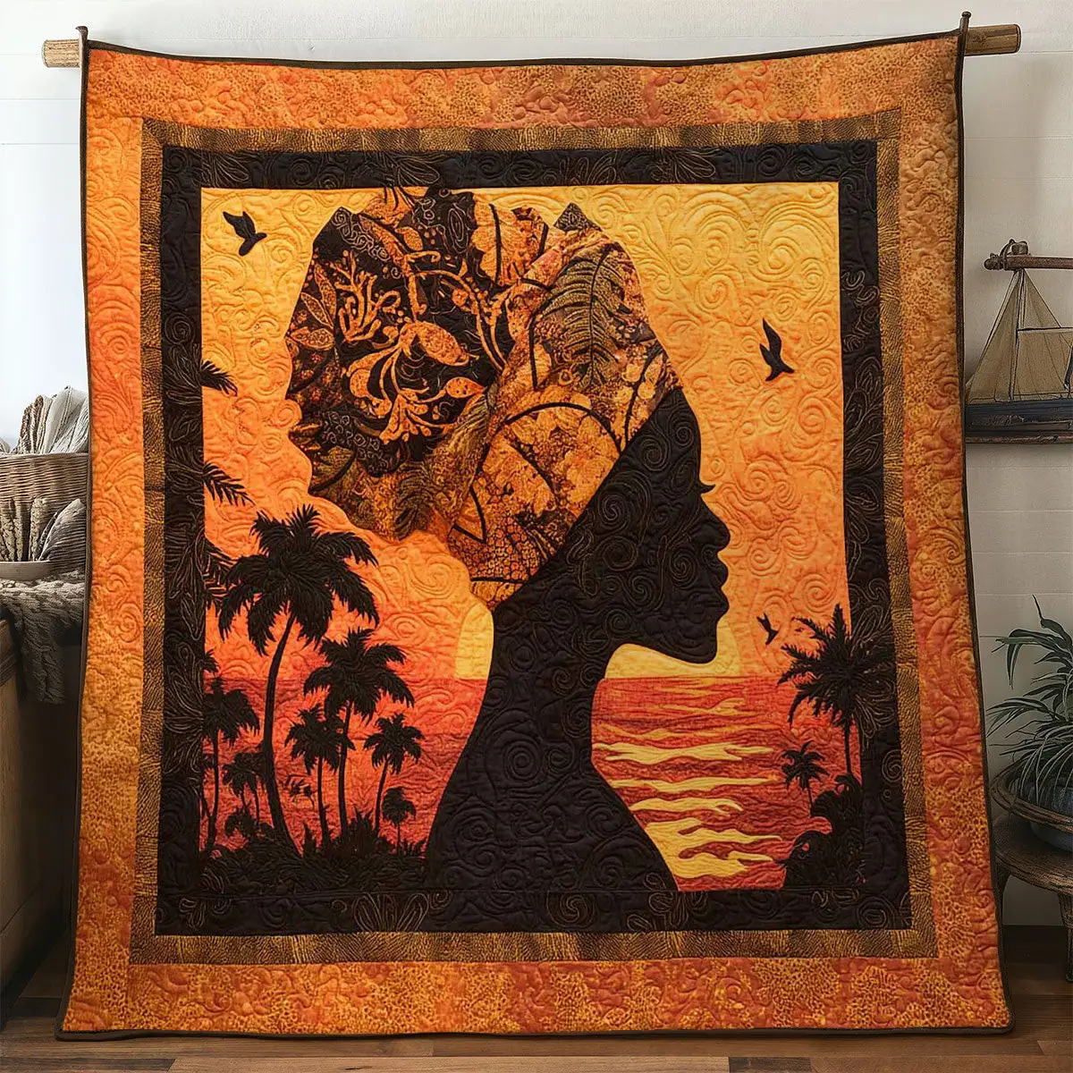 Africa Dusk Time Quilt Blanket Best African Art Throw Blanket Gifts For Native American Africa Dusk Time Quilt Blanket Best African Art Throw Blanket Gifts For Native American - Image 1