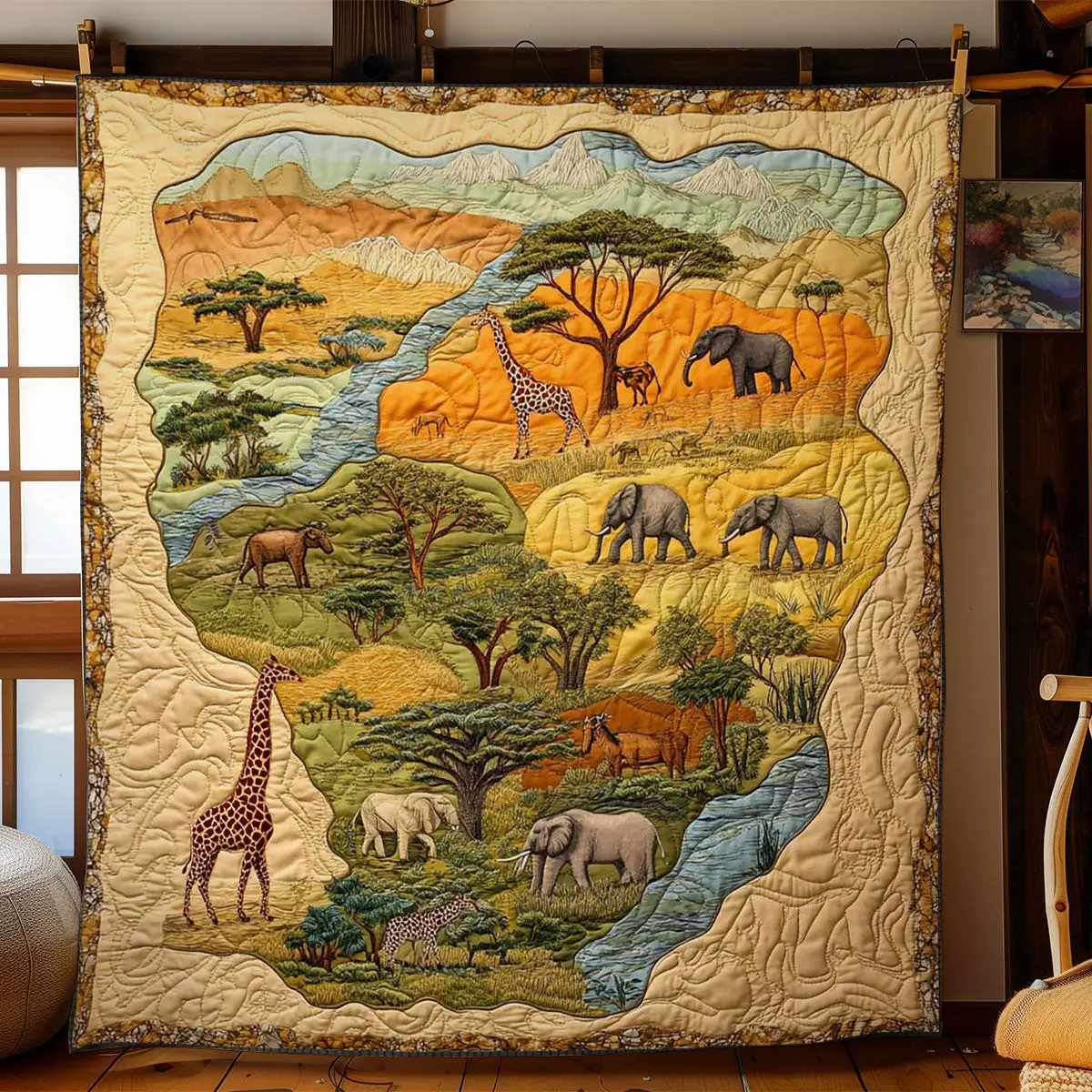 Africa Safari Quilt Blanket Design Wild Throw Blanket Gifts For Native American