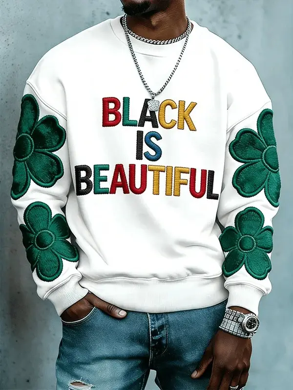 African American Men's Crew Neck Top Sweatshirt Black Is Beautiful Clothes Gift For Son