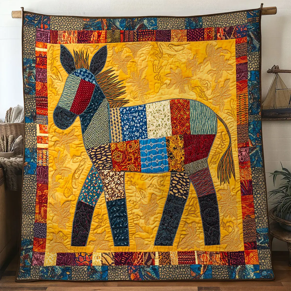African Dream Donkey Quilt Elegant Quilt Blanket Gift for Housewarming