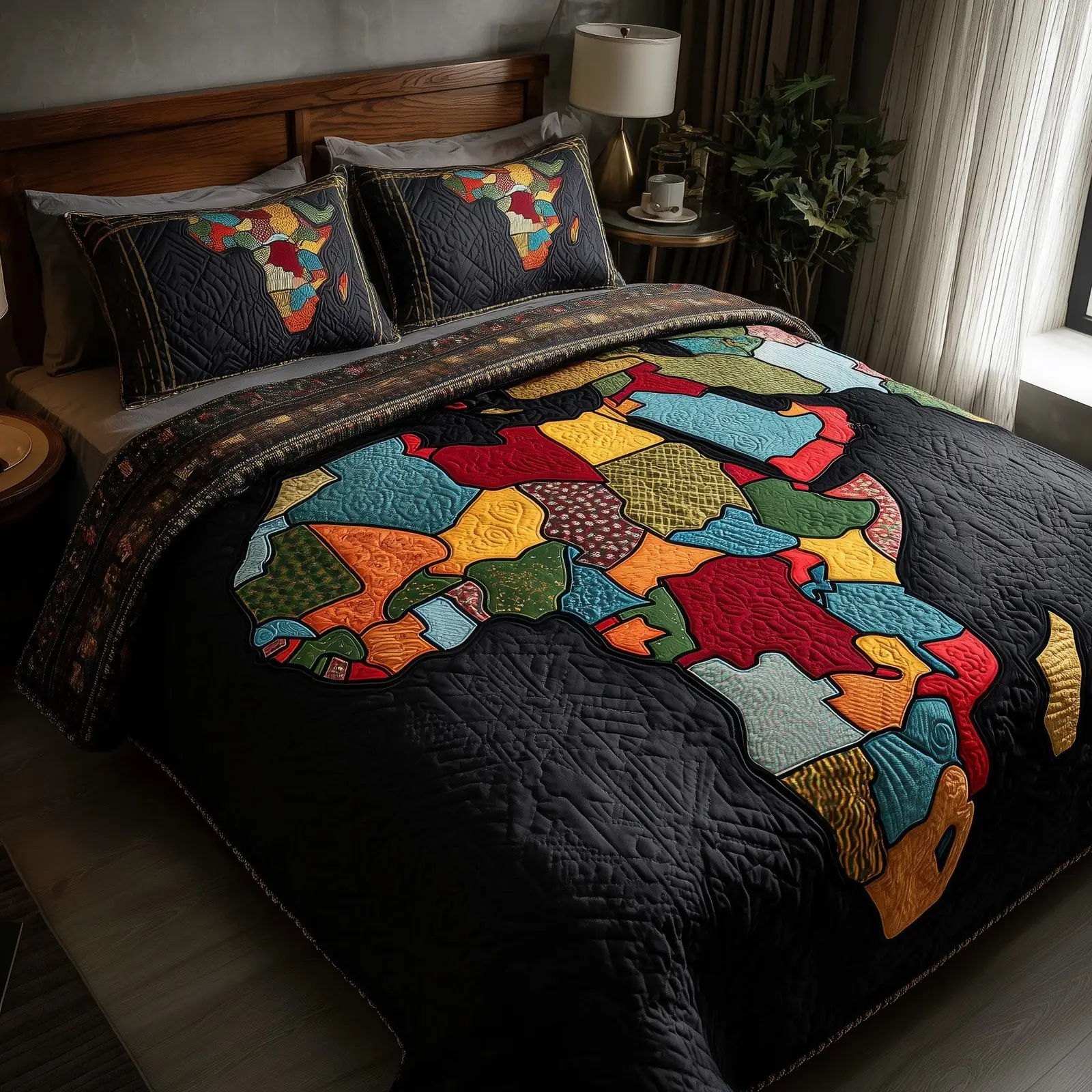 African Heritage Quilted Bedding Set Tribal Bedroom Decor Vibrant Gift For African Art Lovers