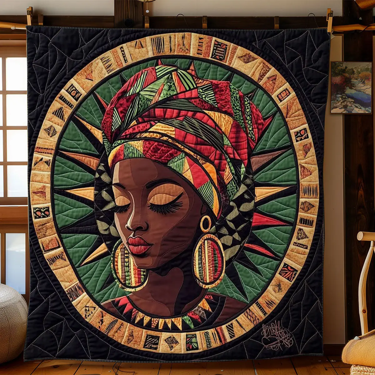 African Queen Quilt Blanket Design Cozy Throw Blanket Holiday Gifts For Art Lovers African Queen Quilt Blanket Design Cozy Throw Blanket Holiday Gifts For Art Lovers - Image 1