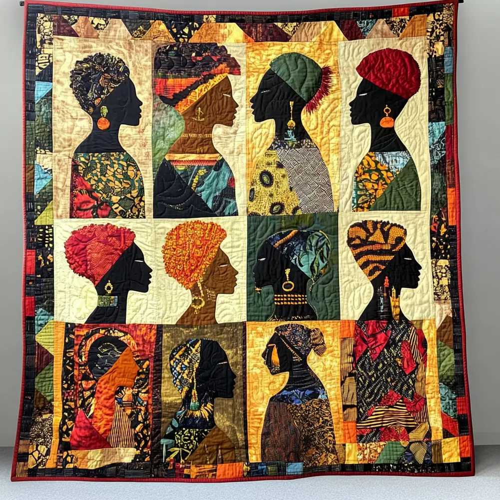 African Spirit Of The Sahara Quilt Blanket African Art Throw Blanket Present Ideas For Native African Spirit Of The Sahara Quilt Blanket African Art Throw Blanket Present Ideas For Native - Image 1