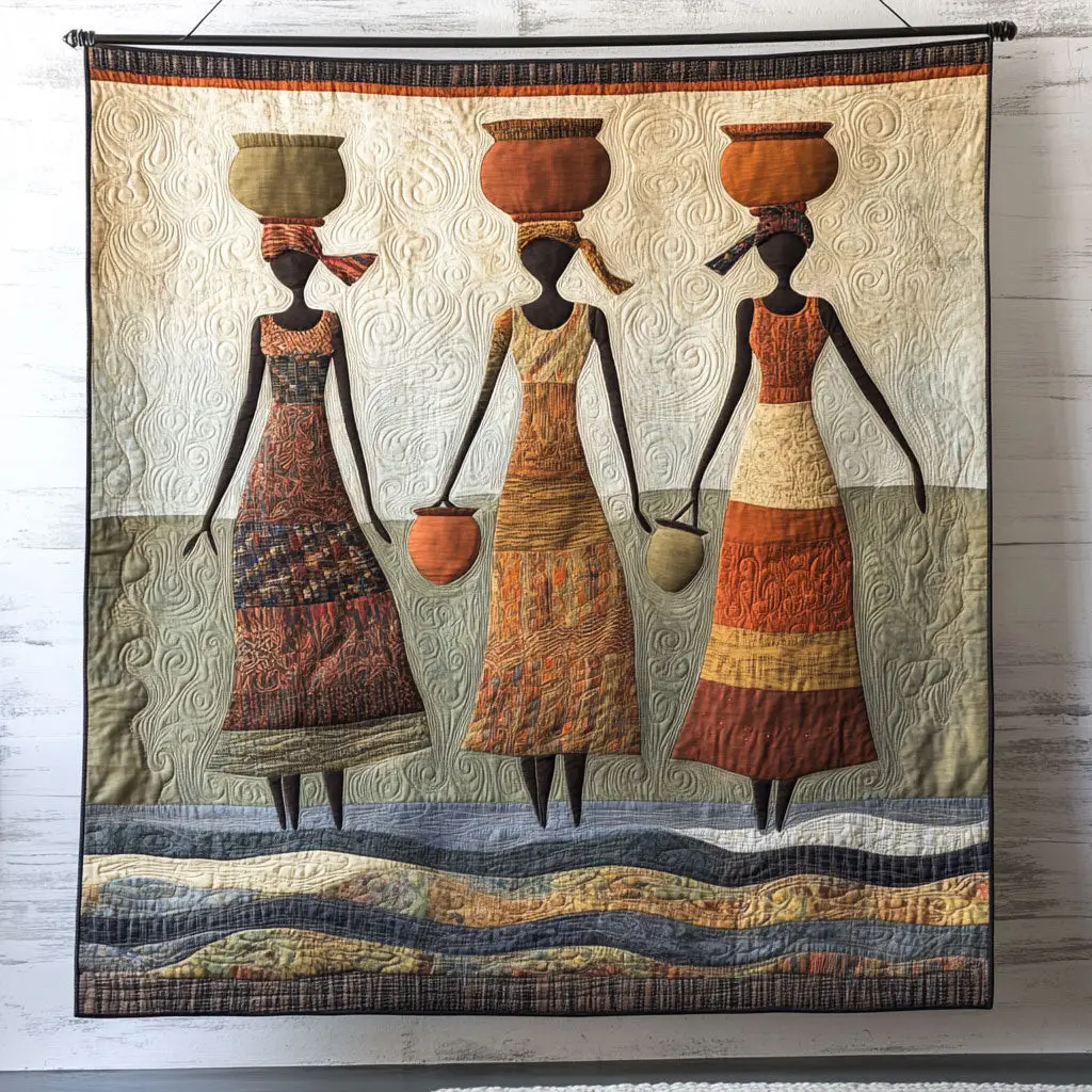 African Tribal Woman Quilt Blanket African Art Throw Blanket Best Presents For Native