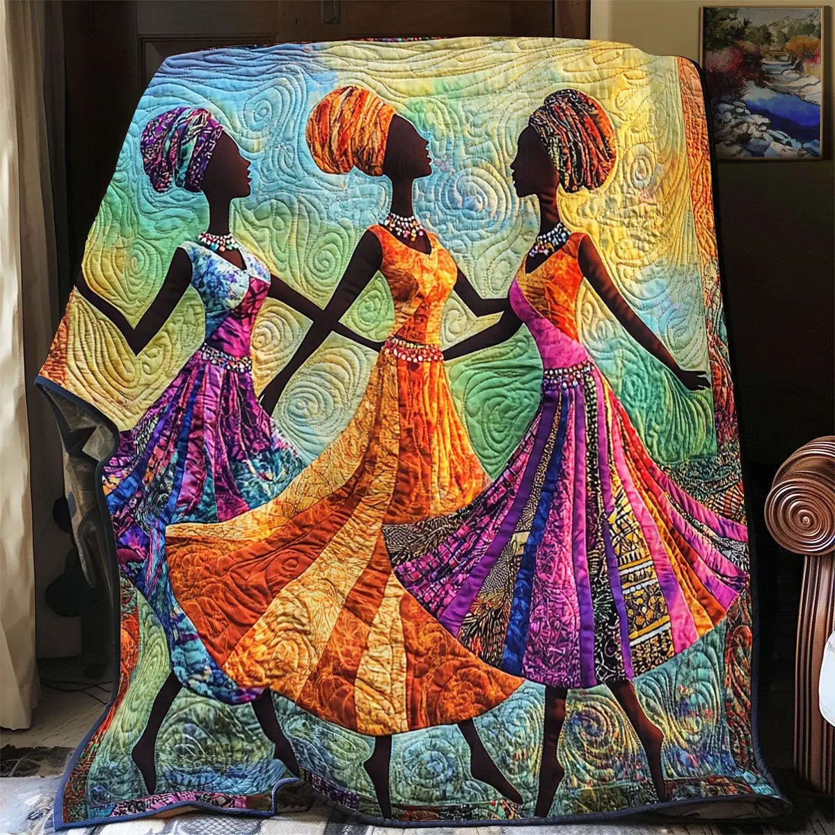 African Woman Dance Quilt Blanket For Couch Mother's Day Presents For Grandma