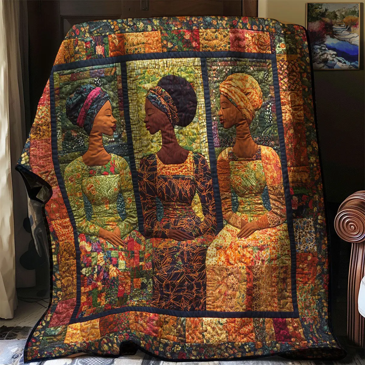 African Woman Quilt Throws And Blankets Mother's Day Gift Ideas For Wife
