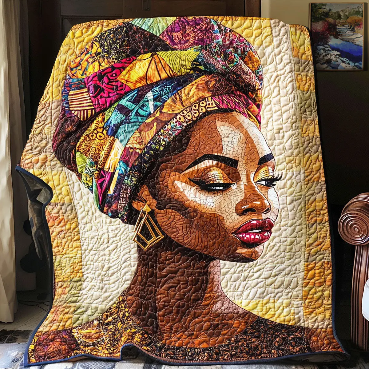 African Woman Quilted Throw Blankets Mothers Day And Fathers Day Gifts