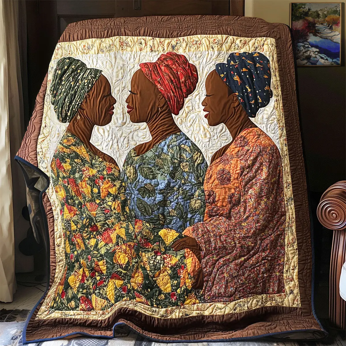 African Woman Quilted Throw Blankets Mother's Day Gift Ideas For Wife
