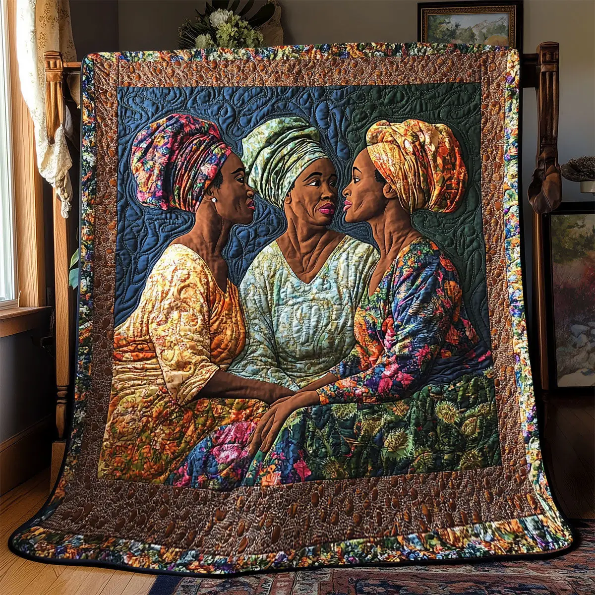 African Women Friendship Quilt Blanket African Art Throw Blanket Unique Gifts For Native