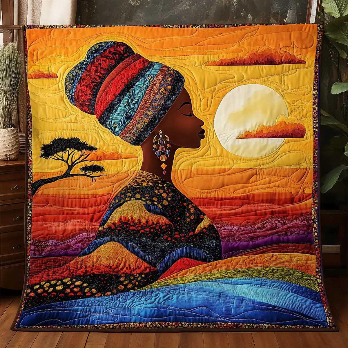 African Women Horizon Mother Quilt Blanket African Art Throw Blanket Native Gifts