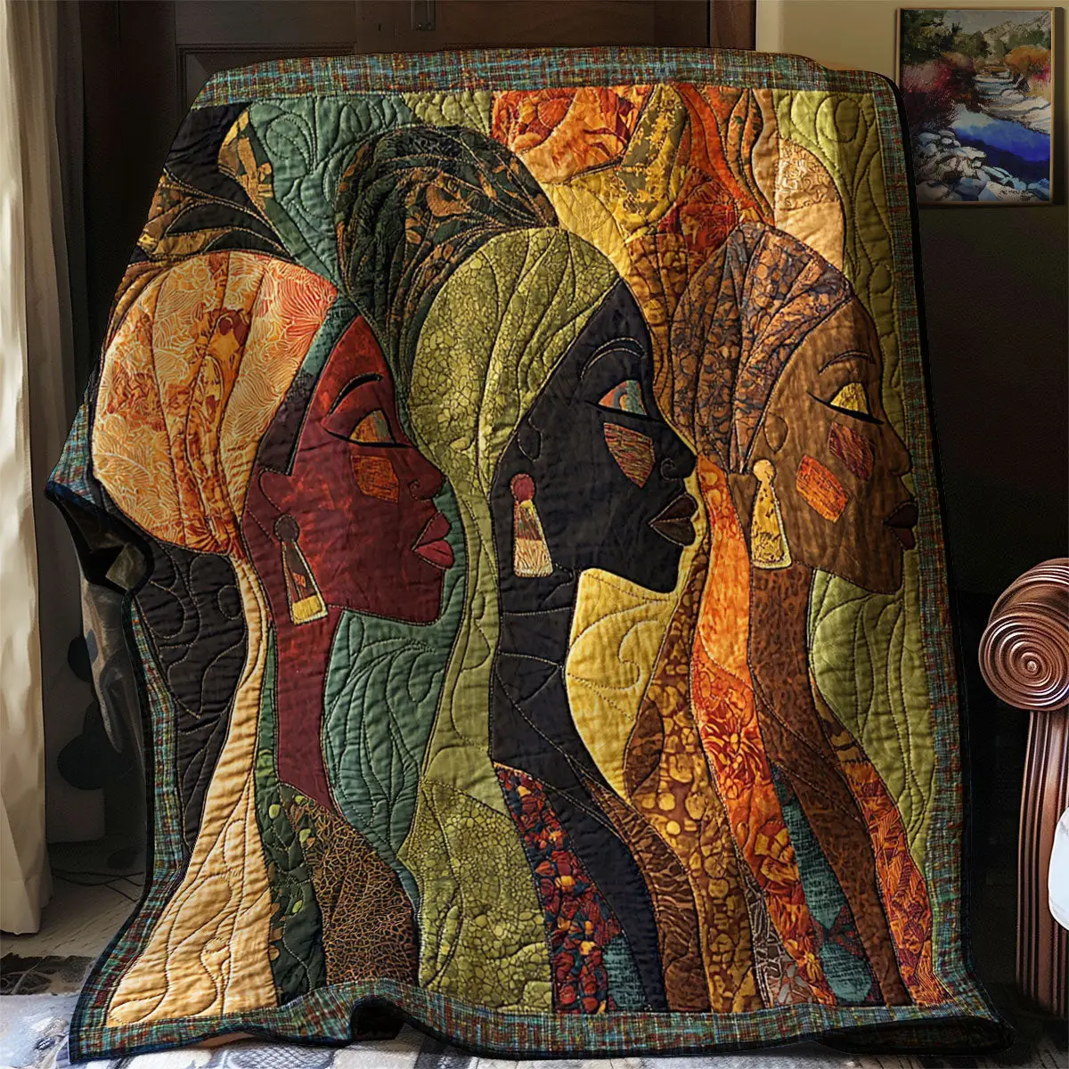 African Women Silent Strength Quilt Blanket African Art Throw Blanket Gifts For Native African Women Silent Strength Quilt Blanket African Art Throw Blanket Gifts For Native - Image 1