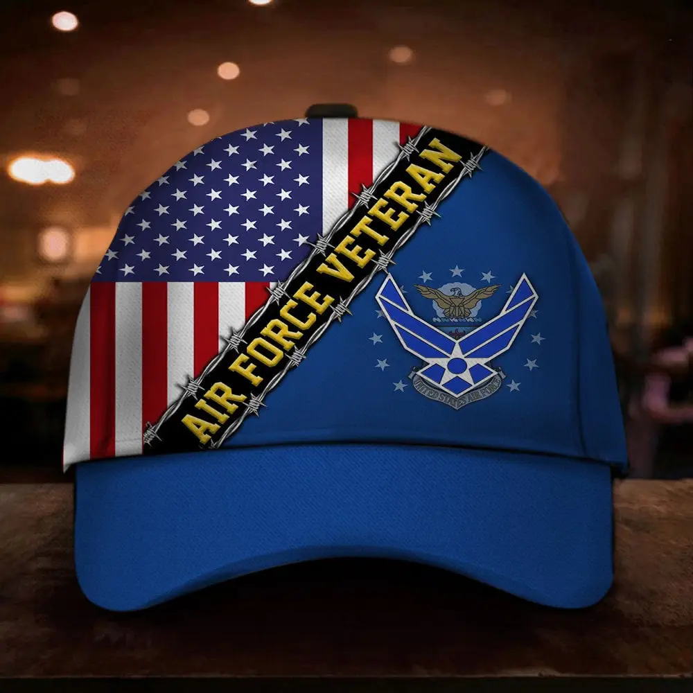 Air Force Veteran Hat With American Flag Proud Veteran Patriot Merch -WearandDecor