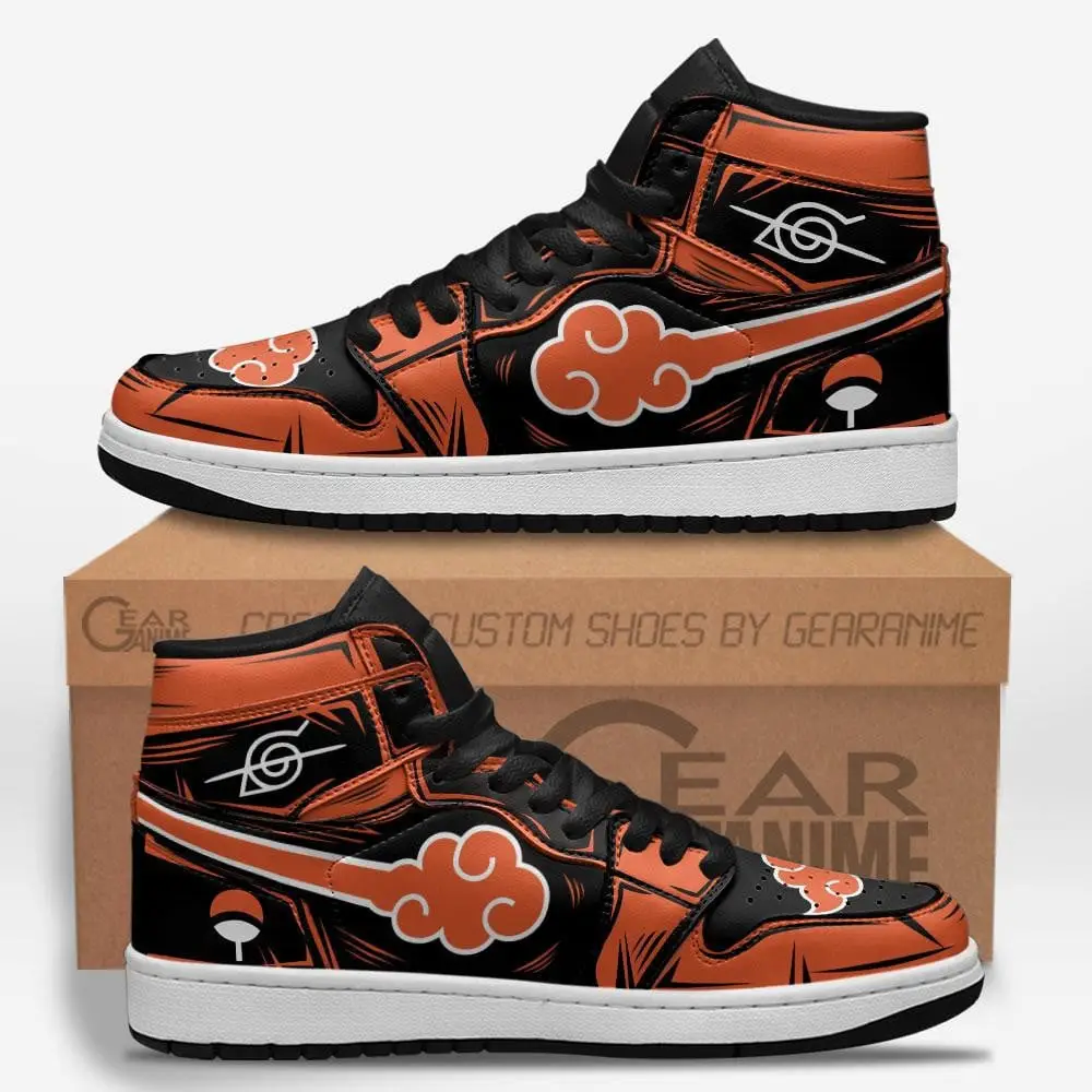 Air JD Hightop Shoes Akatsuki JD1s Sneakers Orange Custom Anime Shoes For Fans