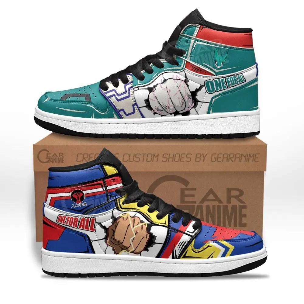 Air JD Hightop Shoes All Might and Deku JD1s Sneakers Custom One For All My Hero Academia Shoes