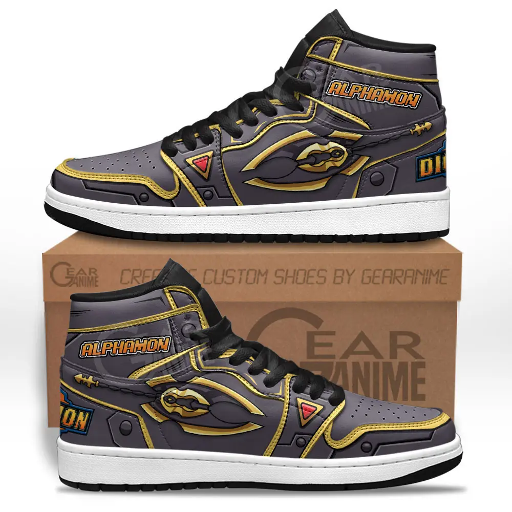 Air JD Hightop Shoes Alphamon JD1s Sneakers Custom Digimon Anime Shoes For Fans