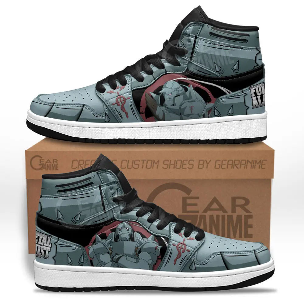 Air JD Hightop Shoes Alphonse Elric JD1s Sneakers Custom Fullmetal Alchemist Anime Shoes
