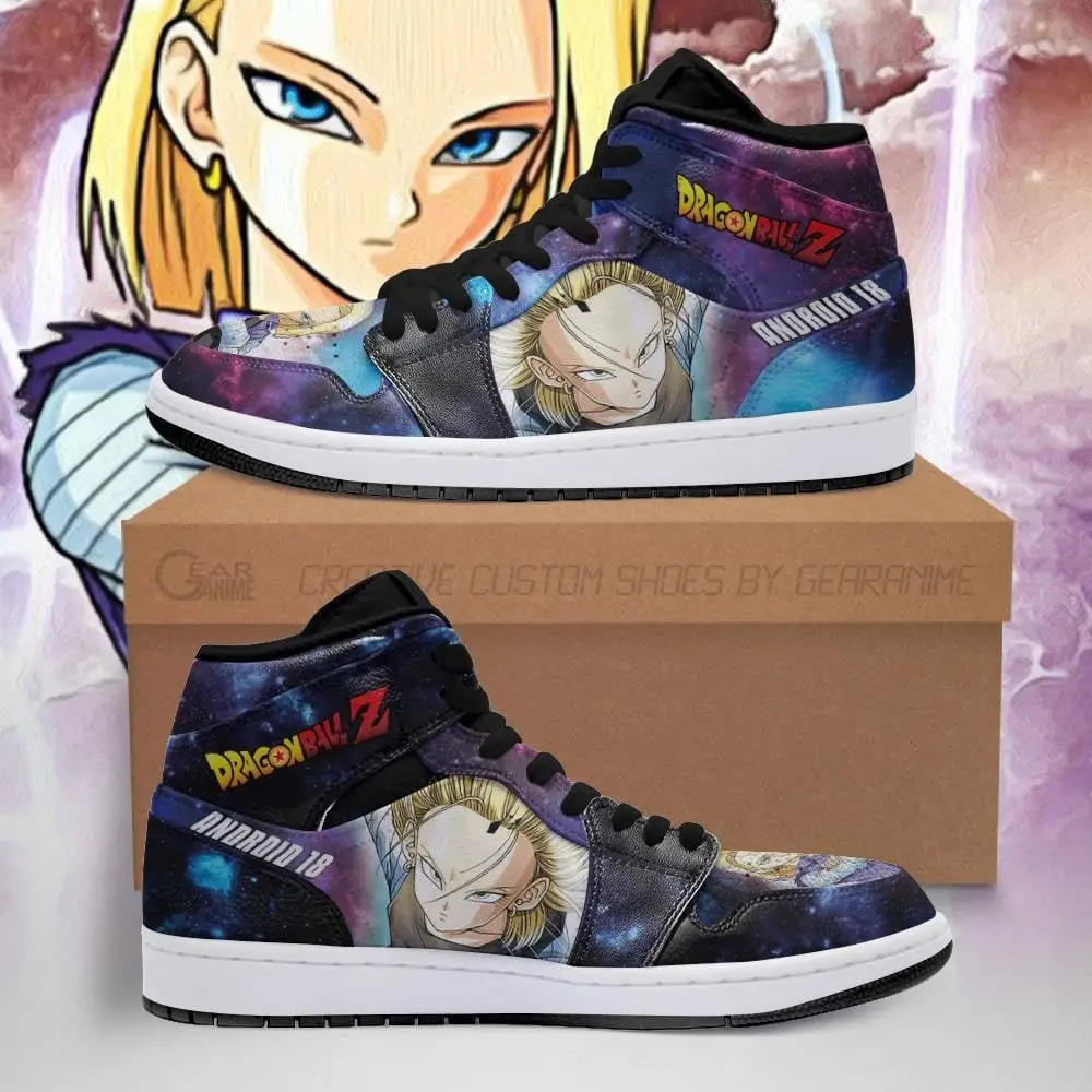 Air JD Hightop Shoes Android 18 JD1s Sneakers Galaxy Custom Dragon Ball Anime Shoes